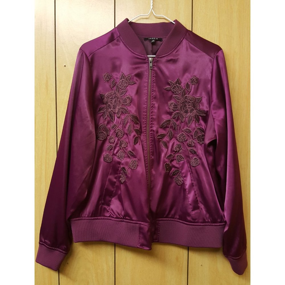 TORRID purple bomber jacket